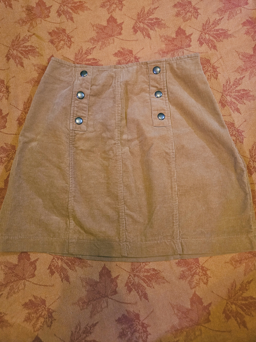 Tan High Waisted Corduroy Mini Skirt